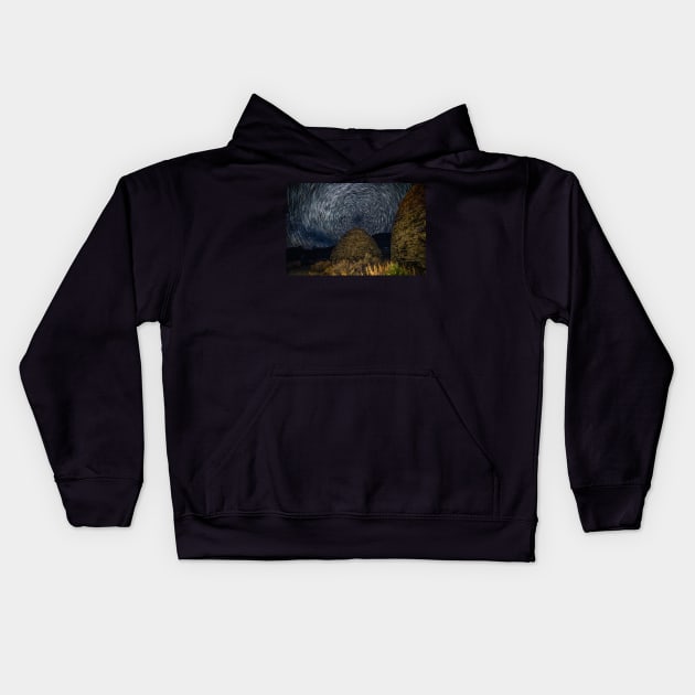 Charcoal Kiln Startrails Kids Hoodie by Sidetrakn